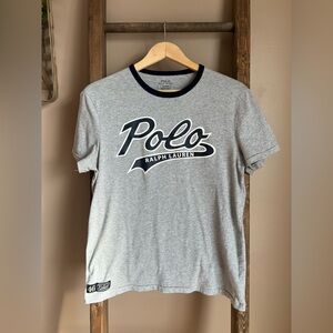 Polo by Ralph Lauren Gray Tee with Navy Script Logo